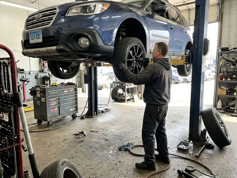 Tire rotation with all four wheels off during service